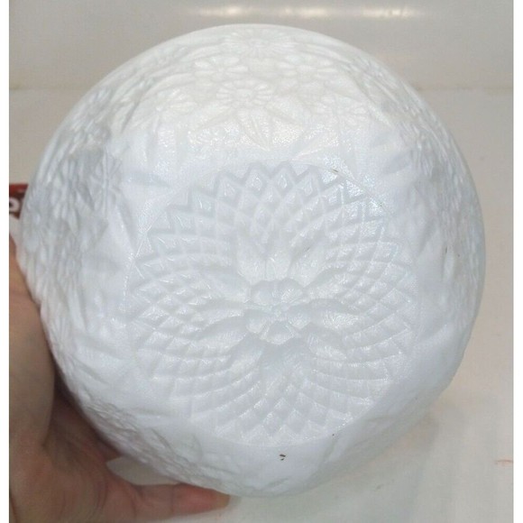 Indiana Glass Milk Glass Compote Dish Imprinted Daisies 7.5 Inches Across - Picture 5 of 6